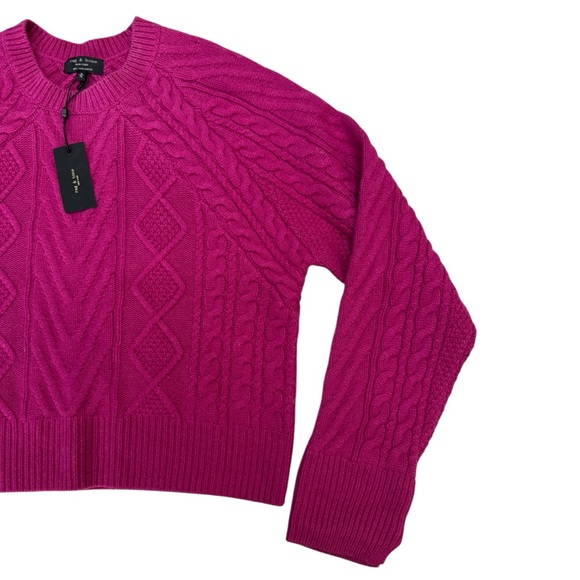 NWT Rag & Bone Pierce Cashmere Cable Sweater in Plum Size Extra Large - Picture 8 of 13
